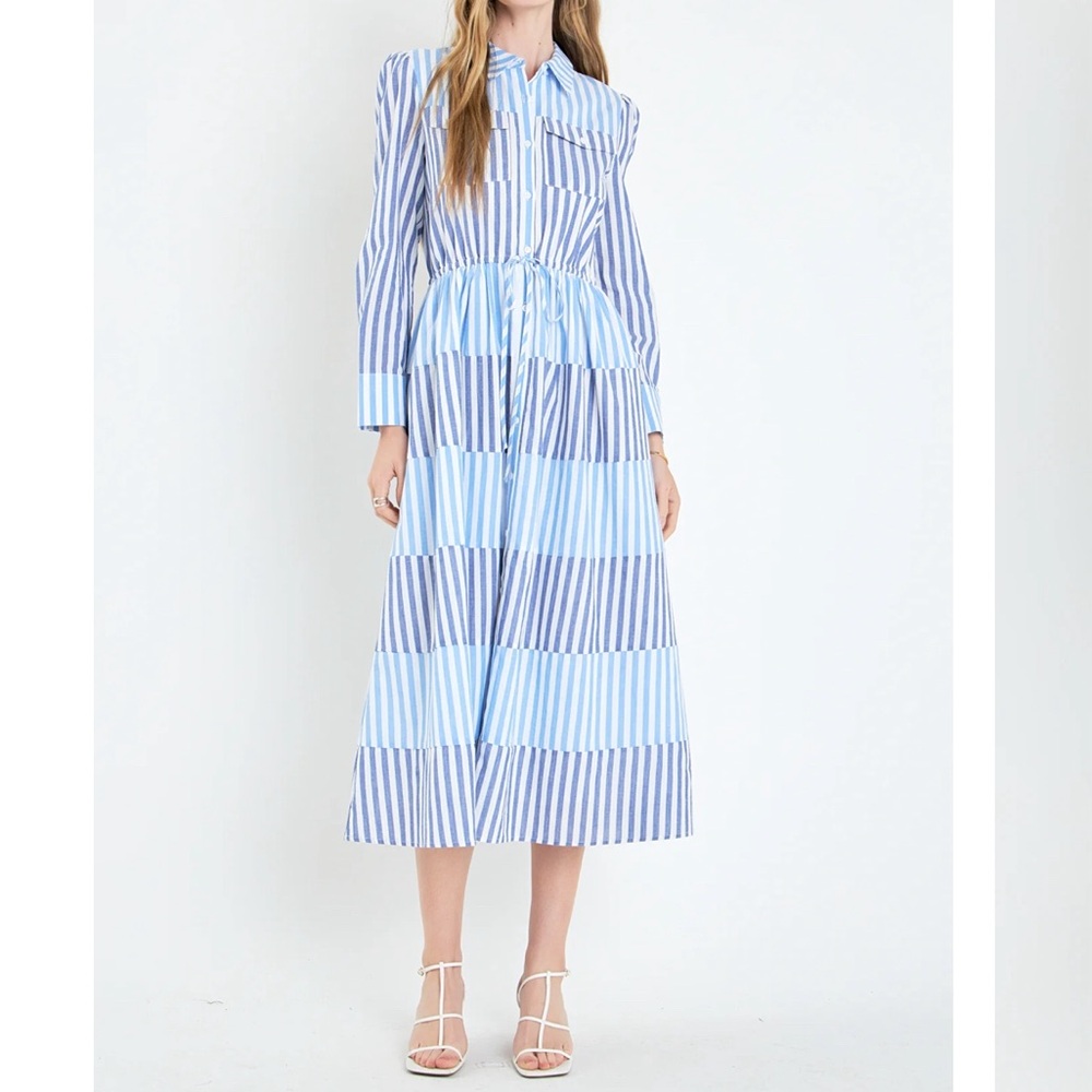 NWT English Factory STRIPE BLOCK MAXI DRESS